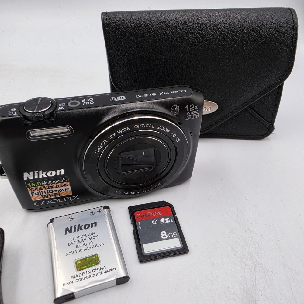 Nikon COOLPIX S6800 16.0MP Digital Camera Black 12x Wide Zoom Wi-fi W Battery